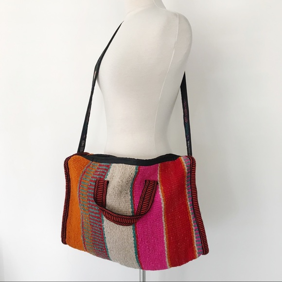 Accessories - Travel Weekender Medium Woven Boho Shoulder Bag